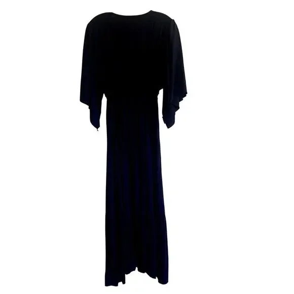 Back From Bali Blue V Neck with Embellishments Maxi Dress Short Sleeves Small - Picture 8 of 13